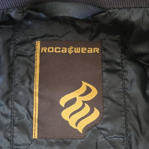Vtg Rocawear Quilted Jacket Mens M Black Full Zip LS No Hood Pockets Logo Rapper - Picture 3 of 16